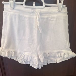 Zara White Ruffled Shorts